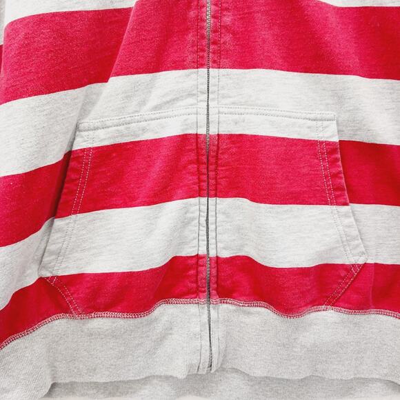 Hoodie Sz L Gray Flag Star Stripe Festival Americana Kangaroo Y2K Patriotic Red - Picture 5 of 16
